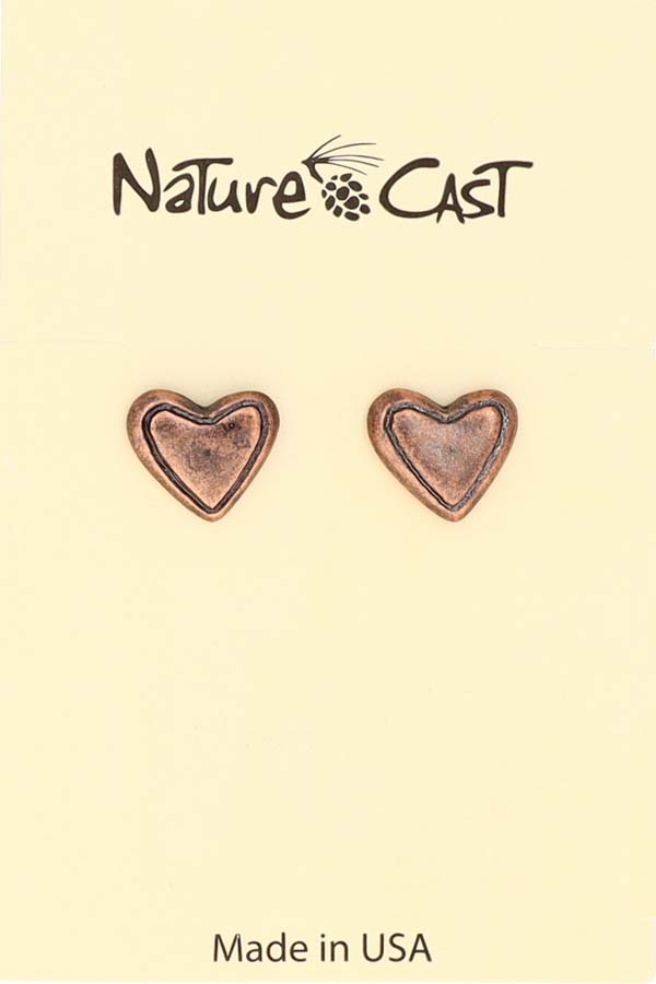70025 EARRING POST COPPER TONE PUFF HEART THUMBNAIL