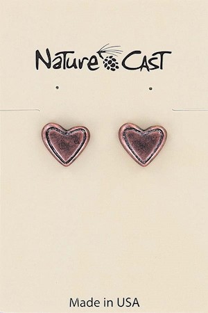 70025 EARRING POST COPPER TONE PUFF HEART LARGE