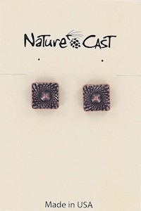 70026 EARRING POST COPPER TONE SQUARE WITH RAYS MAIN