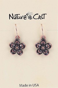 70027 EARRING DANGLE COPPER TONE SMALL FLOWER MAIN
