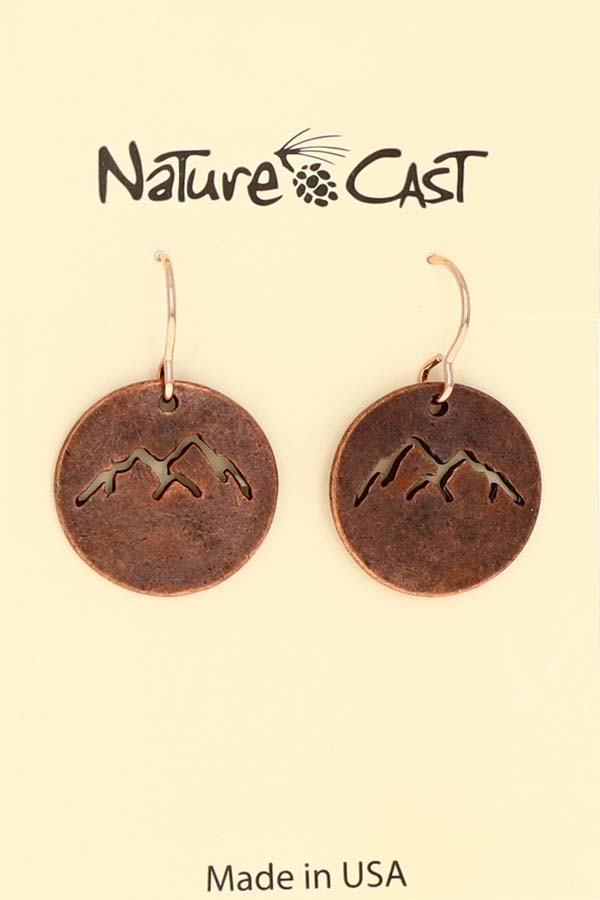70028 EARRING DANGLE COPPER TONE CUTOUT MOUNTAIN PEAKS THUMBNAIL