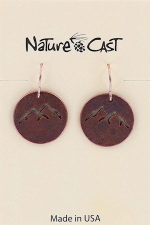 70028 EARRING DANGLE COPPER TONE CUTOUT MOUNTAIN PEAKS LARGE