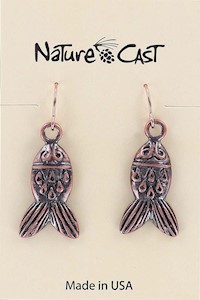 70031 EARRING DANGLE COPPER TONE FISH MAIN