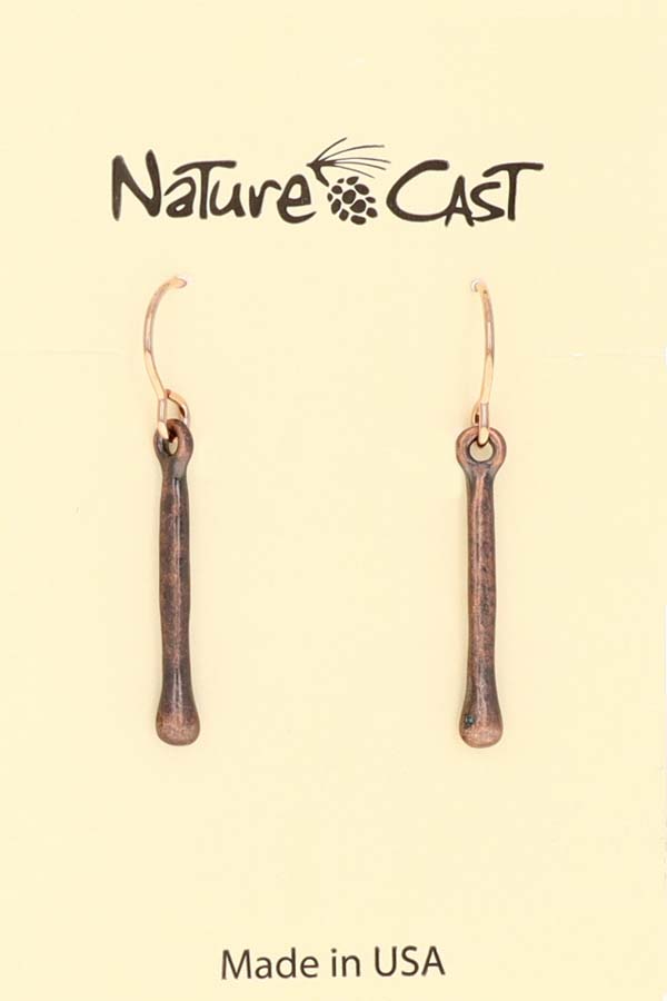 70032 EARRING DANGLE COPPER TONE THIN DROP THUMBNAIL