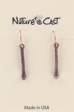 70032 EARRING DANGLE COPPER TONE THIN DROP LARGE