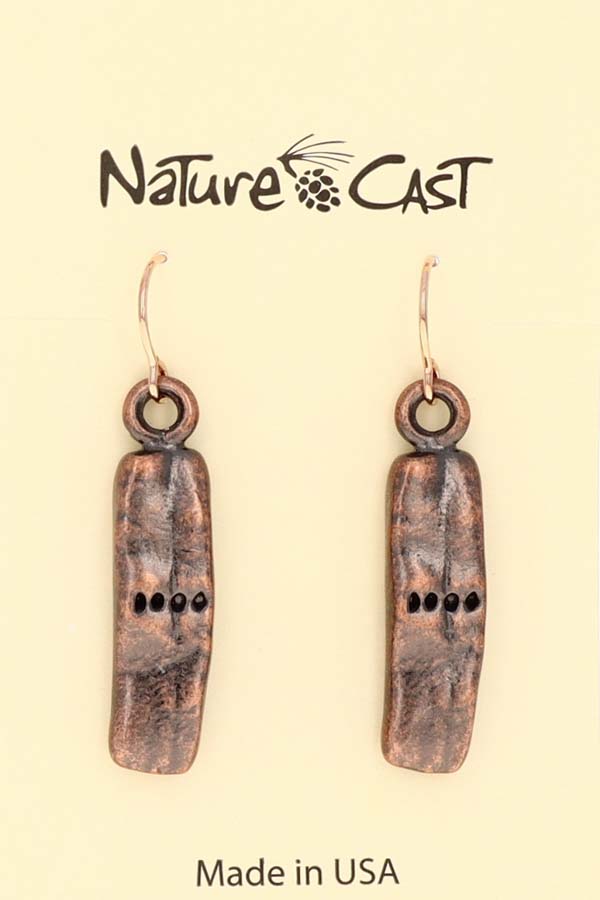 70033 EARRING DANGLE COPPER TONE RECTANGLE THUMBNAIL