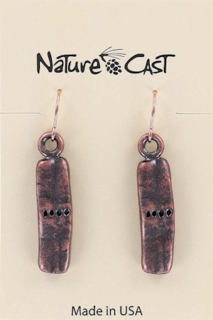 70033 EARRING DANGLE COPPER TONE RECTANGLE LARGE