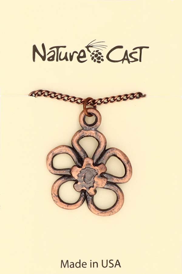 70035 PENDANT COPPER TONE LARGE FLOWER W/18" CHAIN THUMBNAIL