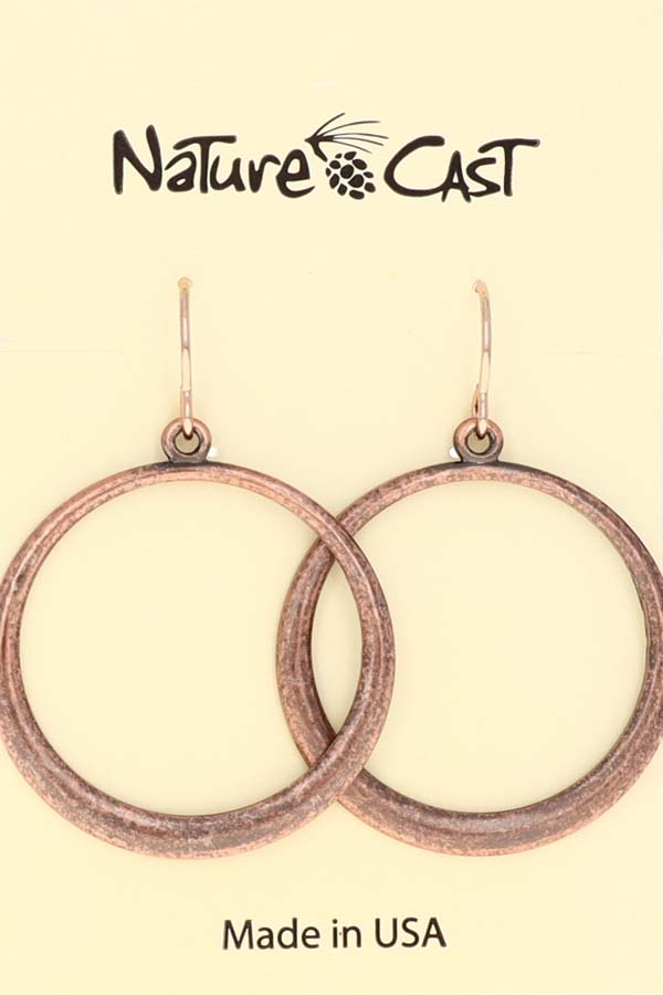 70036 EARRING DANGLE COPPER TONE HOOP LARGE