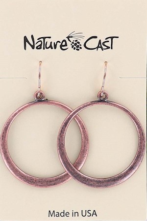 70036 EARRING DANGLE COPPER TONE HOOP LARGE