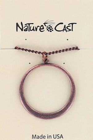 70037 PENDANT COPPER TONE HOOP W/18" CHAIN LARGE