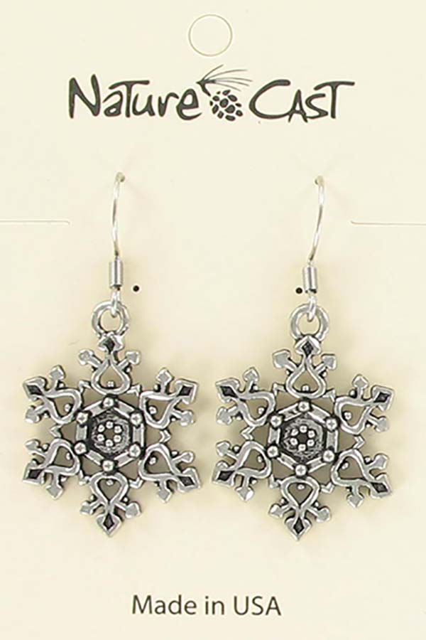 Earring dangle filigree snowflake THUMBNAIL