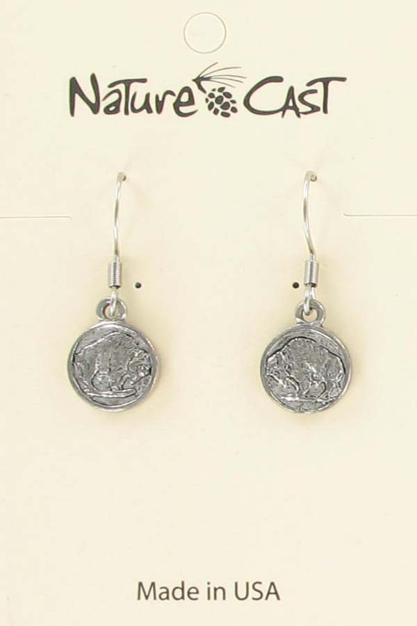 12358 Earring dangle bison coin LARGE