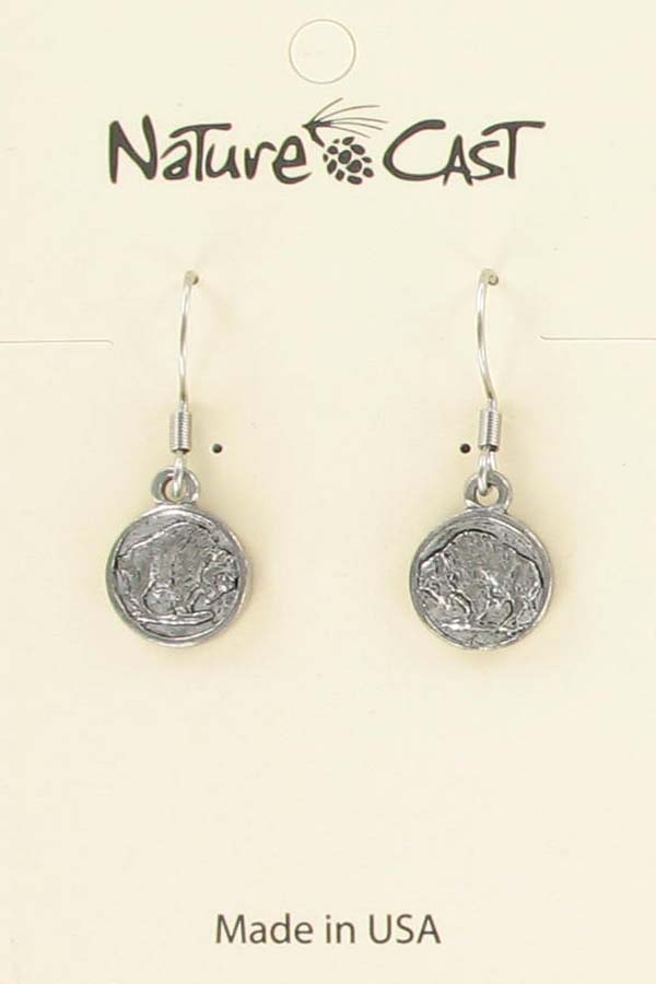 Earring dangle bison coin THUMBNAIL