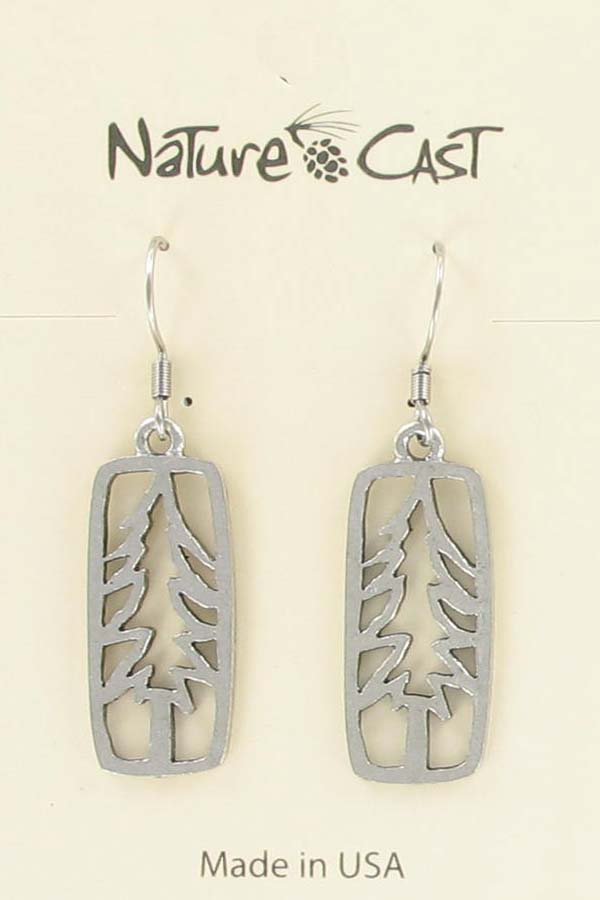 Earring dangle open tree in rectangle THUMBNAIL