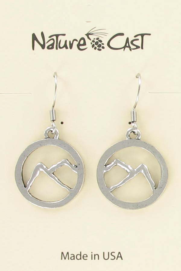 Earring dangle cutout mountains in circle LARGE