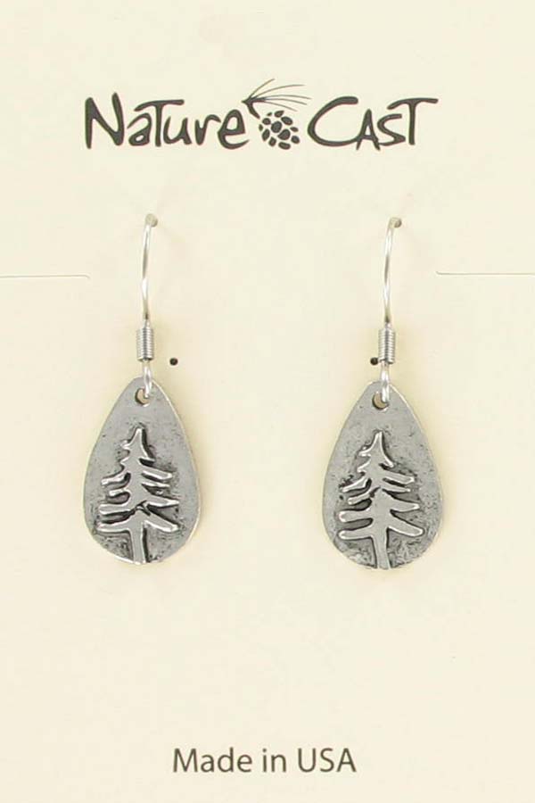 Earring dangle teardrop pine tree LARGE