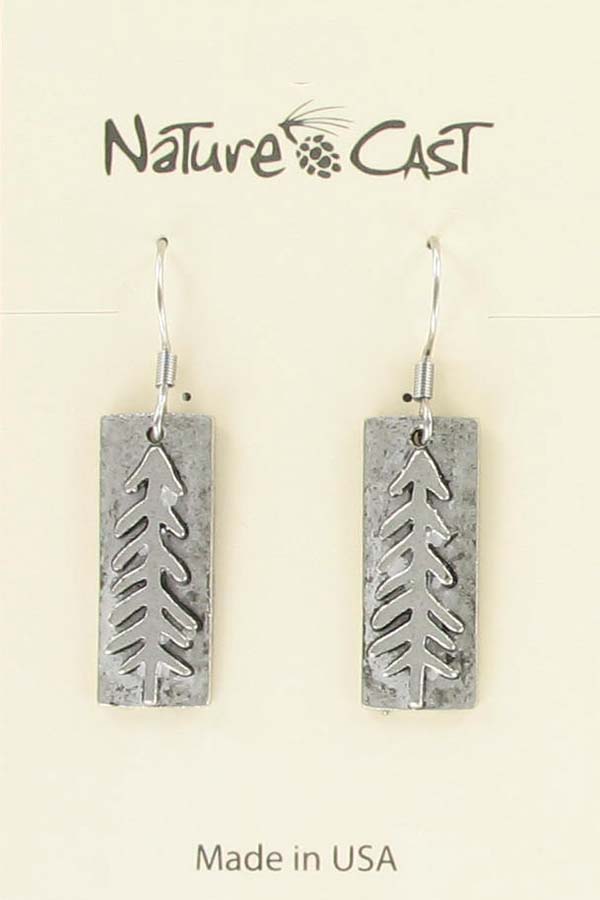 Earring dangle funky tree on rectangle THUMBNAIL