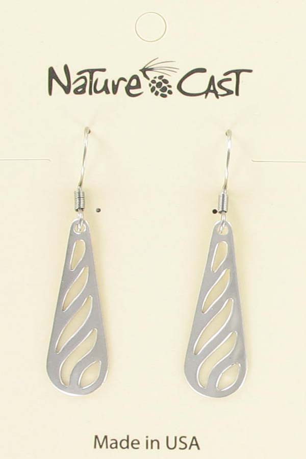 Earring dangle long teardrop with cut outs THUMBNAIL