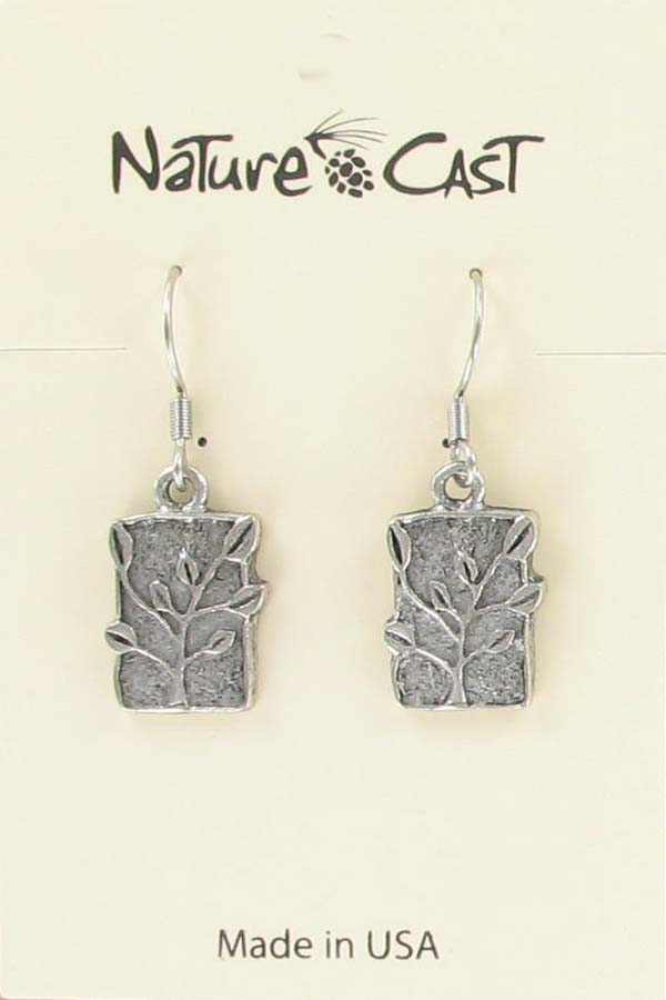 Earring dangle rectangle branch THUMBNAIL