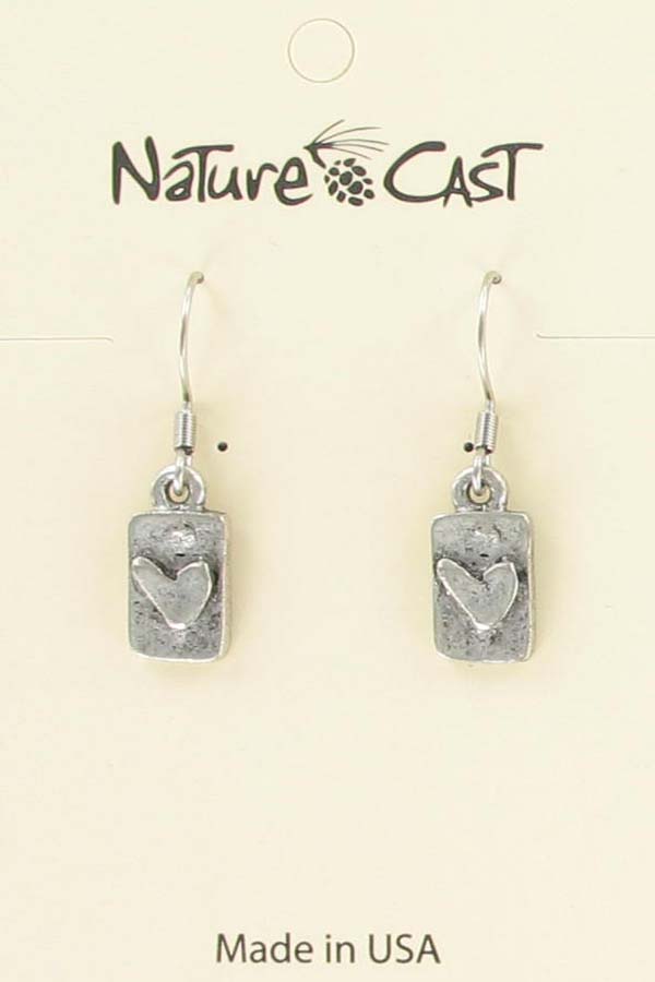 Earring dangle heart in rectangle THUMBNAIL