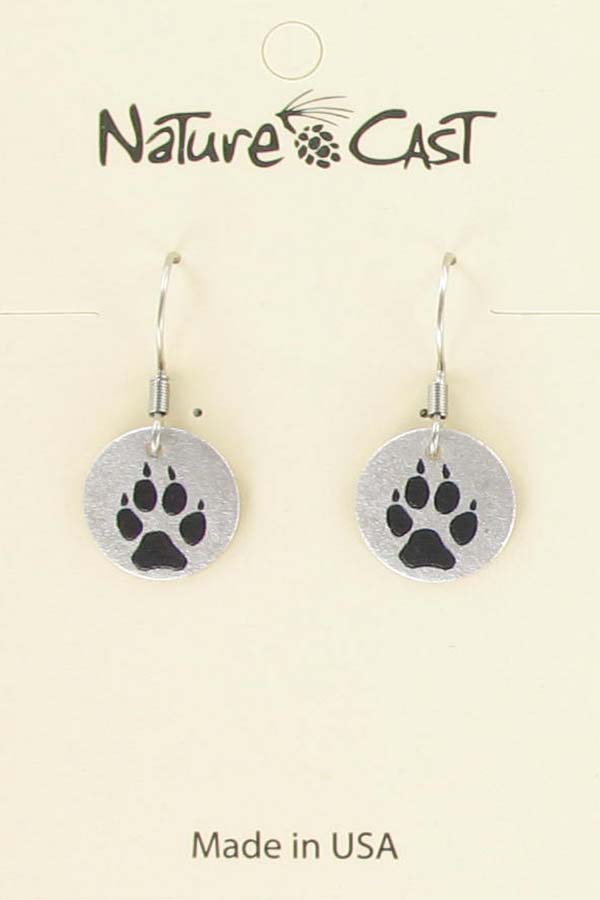 Earring dangle small wolf track THUMBNAIL