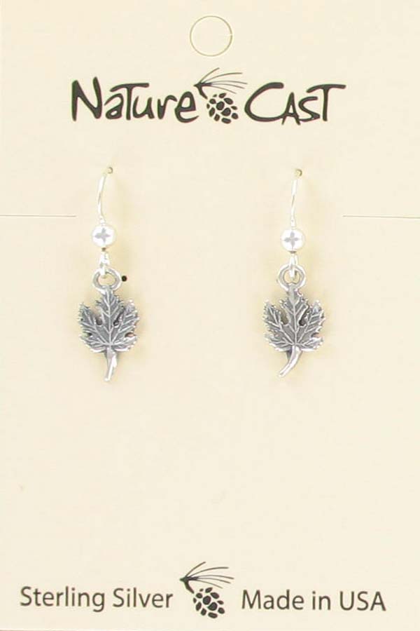 Earring dangle maple leaf sterling silver LARGE