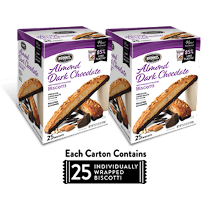 Two (25 ct. cartons) of Almond Dark Chocolate Biscotti LARGE