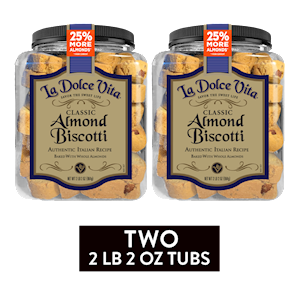Two 34 oz. Tubs of Classic Almond Biscotti LARGE