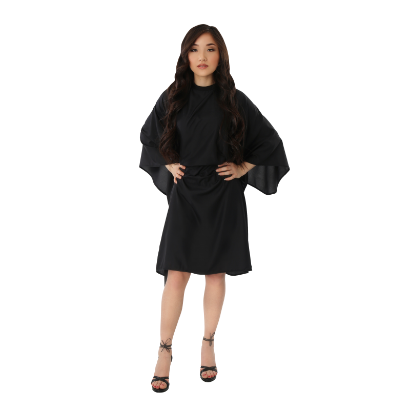 STYLETEK Solid BLACK Lightweight Nylon Cutting Cape (45”x60”) THUMBNAIL