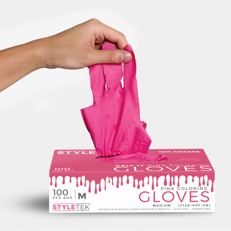 STYLETEK Deluxe Touch Pink Powder Free Vinyl Gloves (LARGE) THUMBNAIL