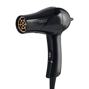 PEEWEE - 1200 FOLDING HANDLE TRAVEL HAIR DRYER (Black) (Style Craft) THUMBNAIL