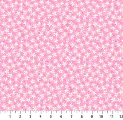 Figo Fabric "Primavera" # 90319-20 Light Pink – White and Pink Flowers on Pink MAIN
