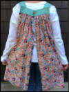 Popover Pinafore Apron — Aqua and Rose Pink with Baking Items SWATCH