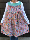 Popover Pinafore Apron — Aqua and Rose Pink with Baking Items SWATCH