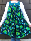 Popover Pinafore Apron — Blue and Green with Peacocks SWATCH