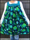 Popover Pinafore Apron — Blue and Green with Peacocks SWATCH