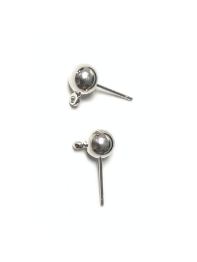 Silver-Plated Ear Studs – Ball with Hoop MAIN