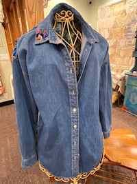 Beach Scene on Denim Shirt MAIN
