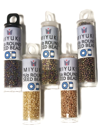 Miyuki Seed Bead Tube Bundle – Gold and Purple Matte and Iridescent size 15 MAIN