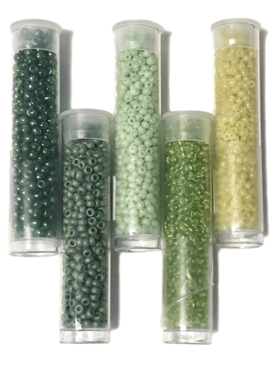 Seed Bead Tube Bundle - Greens size 11 MAIN