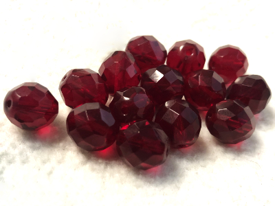 Dark Red Faceted Round Glass Beads – 14 ct. MAIN