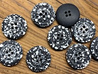 Black and White Speckled plastic Buttons THUMBNAIL
