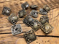 Square Art Deco Floral Metal Italian Buttons, THUMBNAIL