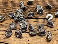 Silver framed Oval Diamond Plastic Buttons THUMBNAIL