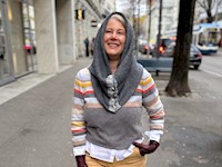 Knitted Button Up Hooded Cowl with Nadine THUMBNAIL