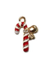 Candy Cane Enamel Charm - Red & White THUMBNAIL