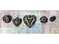 Charm and Button Card with Metal Heart Charms and Decorative Buttons THUMBNAIL