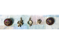 Charm and Bead Card with Glass Buttons and Rhinestone Charms THUMBNAIL