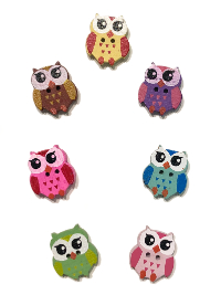 Colorful Owl Button THUMBNAIL